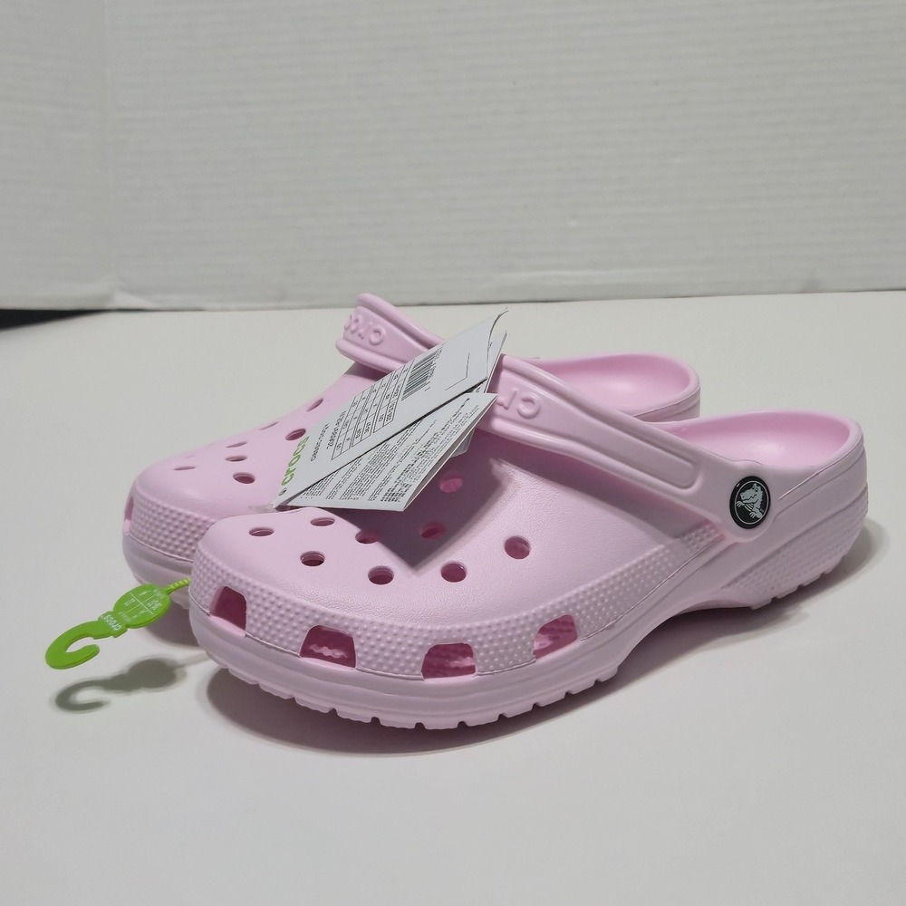 Crocs Classic Clog K Pink Kids Girls Junior Shoes Size J4 Slip On NWT 206991-6ZW